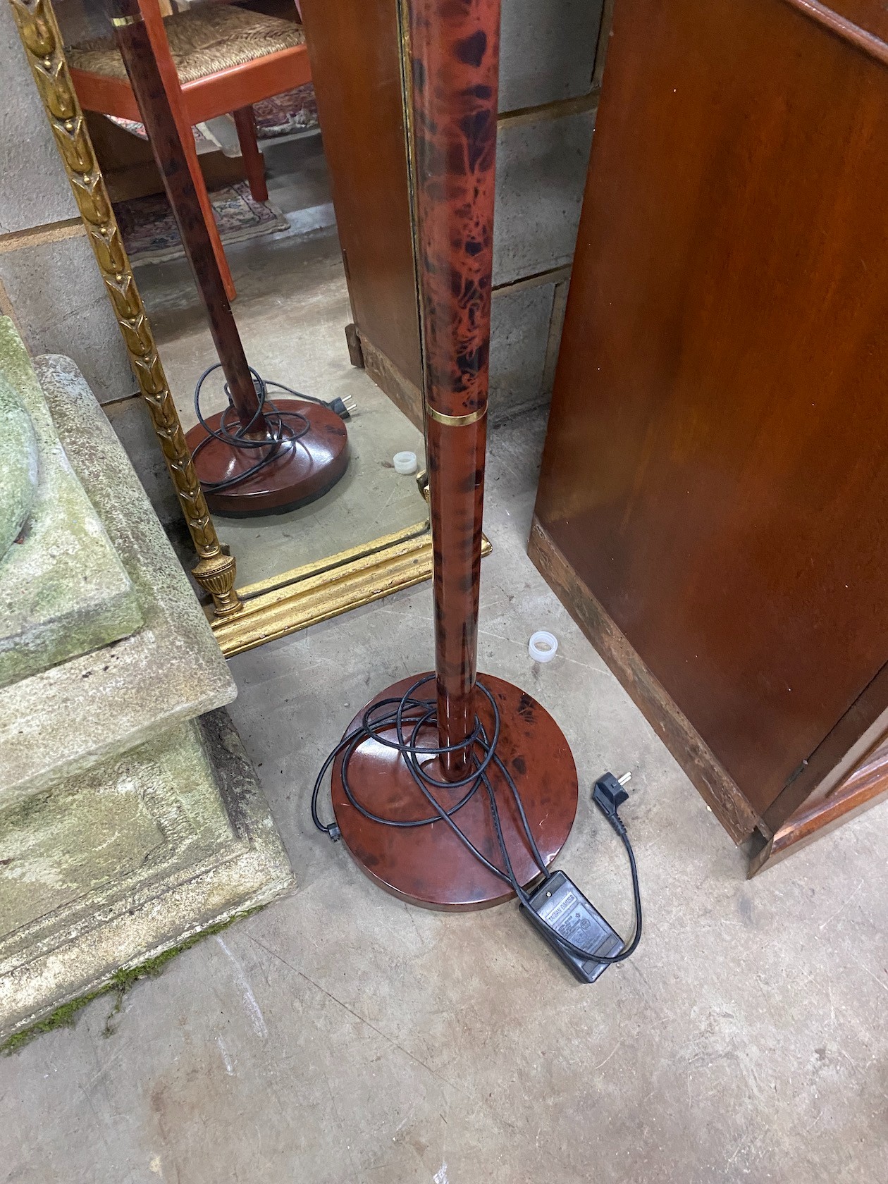 A contemporary French Deco style uplighter, height 185cm